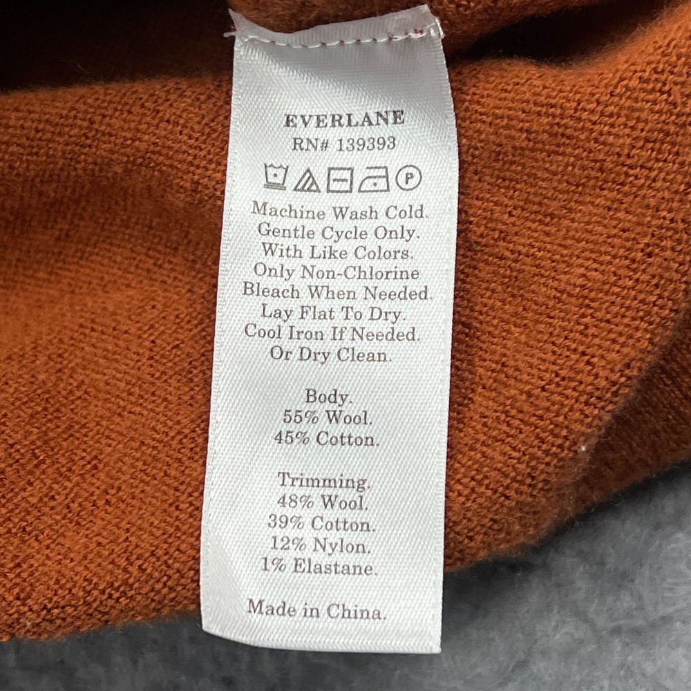 Everlane Sweater Women's Large Orange Rust Wool Short Sleeve Knit Turtleneck Top - Picture 5 of 9